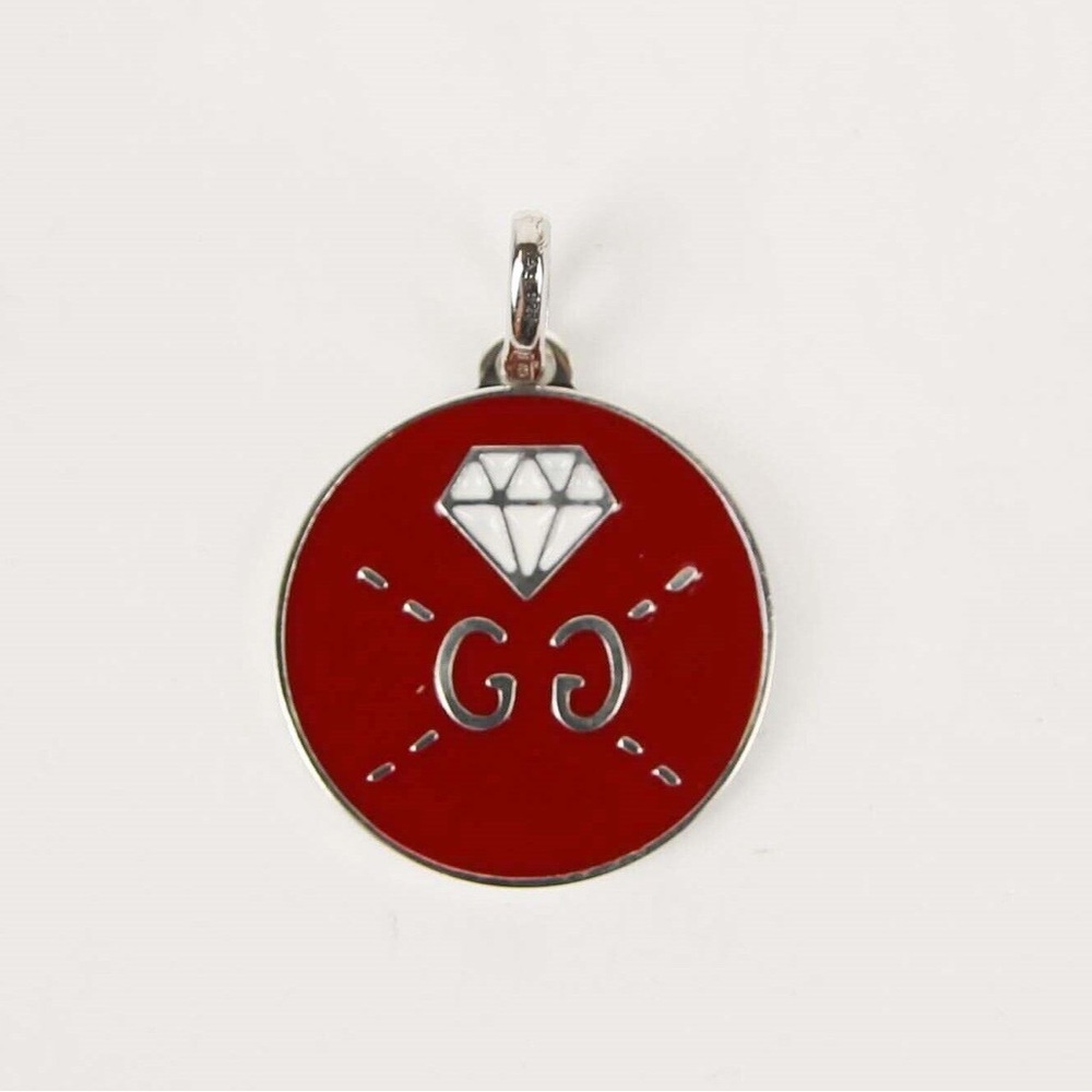 GUCCI GG Diamond Print Sterling Silver Pendant - Price Firm